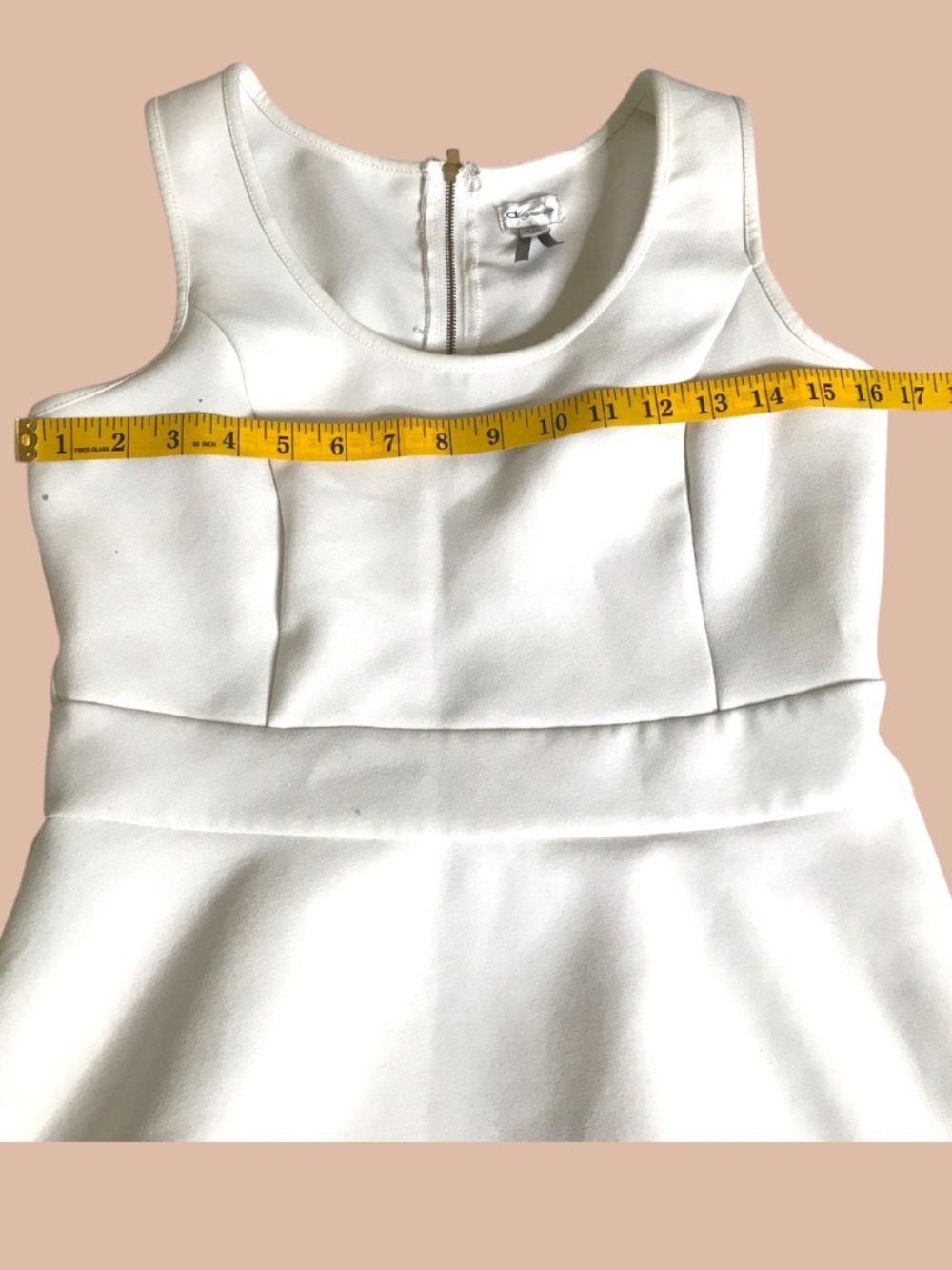 White Peplum Sleeveless Top – Scuba Fabric, Back Zip, Size M - Picture 4 of 9